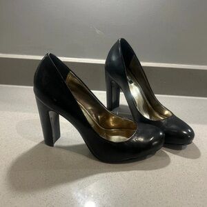 Classic Women's Black High Heel Pumps - Comfortable Block Heel